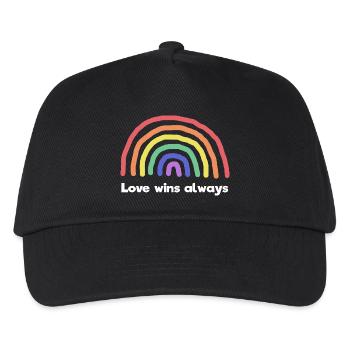 Regenbogen Liebe Statement Frieden Weltfrieden - Kinder Basecap - Schwarz - Vorne