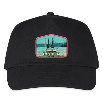 Lissabon Portugal, Boot auf dem Tejo - Kinder Basecap - Schwarz - Vorne