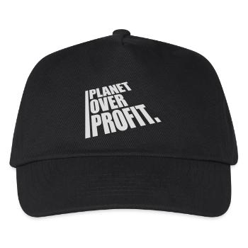 planet over profit quote - Kids’ Baseball Cap - black - Front