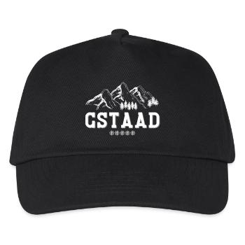 Gstaad, Skigebiet, Wintersport - Kinder Basecap - Schwarz - Vorne