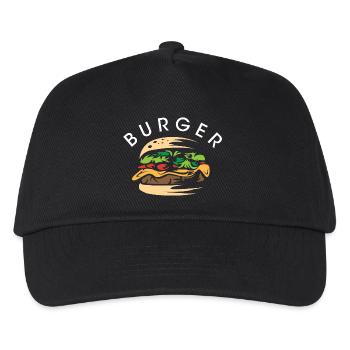 Burger Symbol Logo Restaurant Bar Bistro Team - Kinder Basecap - Schwarz - Vorne