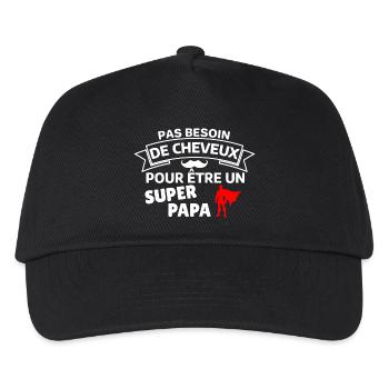Humour Super Papa Cape Cheveux - Casquette de baseball Enfant - noir - Devant