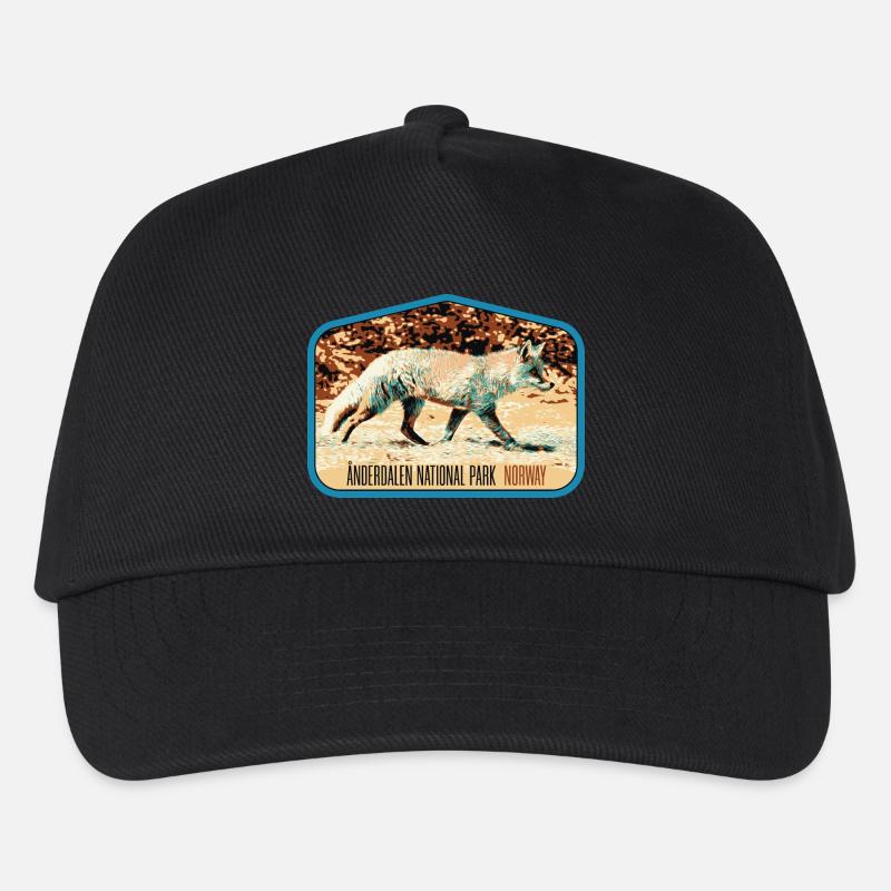 Anderdalen Snow Fox Patch: Nordische Fauna - Kinder Basecap - Schwarz