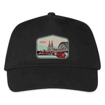 Panoramablick Köln Illustration - Kinder Basecap - Schwarz - Vorne