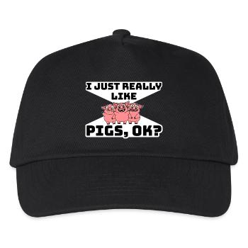 I Just Really Like Pigs, OK Funny Cute Pig Lover - Kids’ Baseball Cap - black - Front