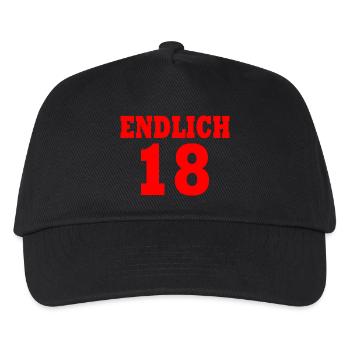 Endlich 18 - Kinder Basecap - Schwarz - Vorne
