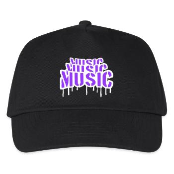 Music Graffiti Spray Stempel Musik Spruch Tropfen - Kinder Basecap - Schwarz - Vorne