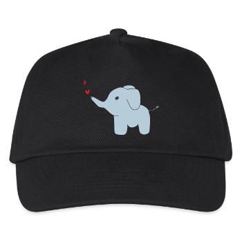 Elephant sprays hearts - Kids’ Baseball Cap - black - Front