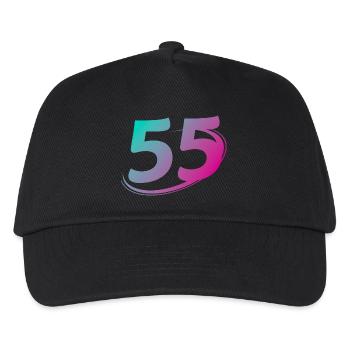 Nummer 55 mehrfarbig - Kinder Basecap - Schwarz - Vorne