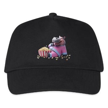 Nilpferd mit Popcorn - Kinder Basecap - Schwarz - Vorne