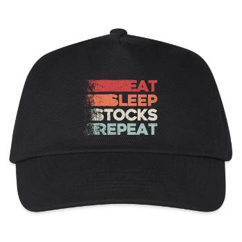 Eat, Sleep, Stocks, Repeat - Kids’ Baseball Cap - black - Front
