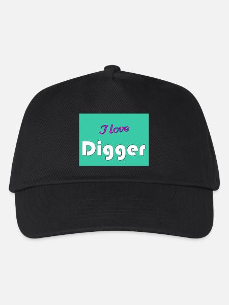 I love Digger - Kinder Basecap - Schwarz