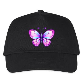 Süßer Comic Schmetterling, rosa & blaue Flügel - Kinder Basecap - Schwarz - Vorne