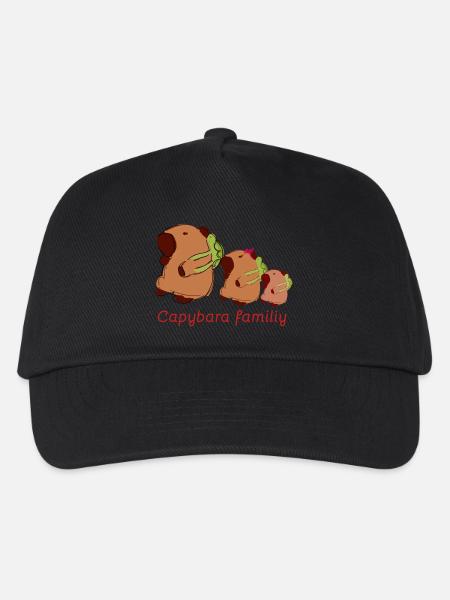 Capybara,capybara familiy,Familie,wandern,Rucksack - Kinder Basecap - Schwarz