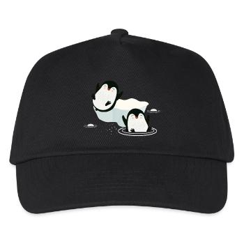 Zwei spielende Pinguine im Wasser mit Eisscholle - Kinder Basecap - Schwarz - Vorne