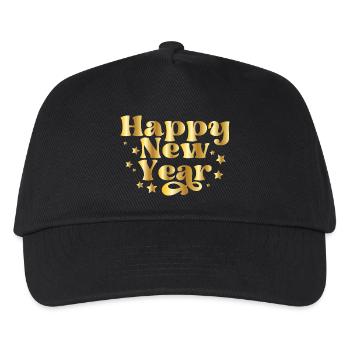 Happy New Year – Silvester Design mit Sternen - Kinder Basecap - Schwarz - Vorne