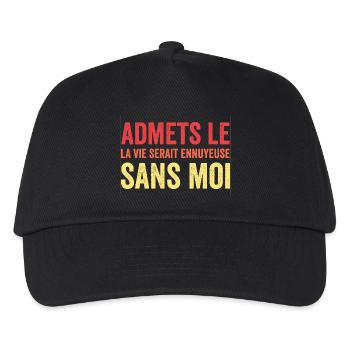 T-Shirt Zitat Humor Langweiliges Leben ohne mich - Kinder Basecap - Schwarz - Vorne