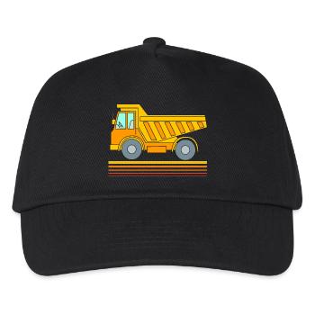 Bauwagen Baustelle Fahrzeug Kindergeburtstag - Kinder Basecap - Schwarz - Vorne