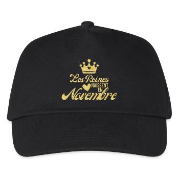 Queens are born in November with golden glitter - Kids’ Baseball Cap - black - Front