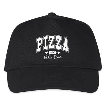 Pizza is my Valentine – Schrift in weiß - Kinder Basecap - Schwarz - Vorne