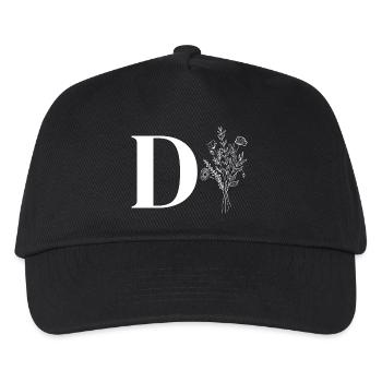 Minimalistisches Blumenmuster - Kinder Basecap - Schwarz - Vorne