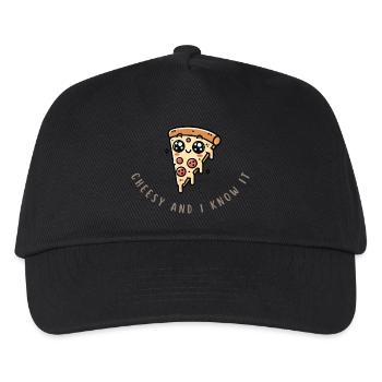 Funny Pizza Slice – Cheesy & Awesome Shirt - Kids’ Baseball Cap - black - Front