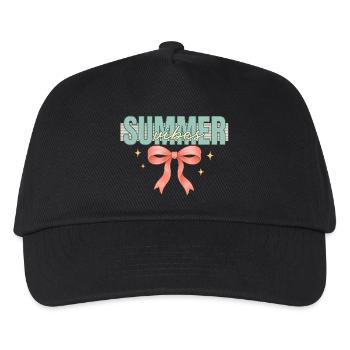 Sommer Vibe rosa Schleife png | Sommerliche kokette Schleife - Kinder Basecap - Schwarz - Vorne
