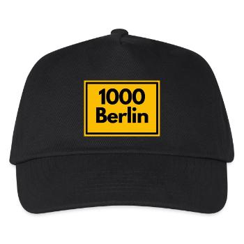 Ortsschild - damals Retro urban PLZ 1000 Berlin - Kinder Basecap - Schwarz - Vorne