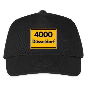 Ortsschild - damals Retro PLZ 4000 Düsseldorf - Kinder Basecap - Schwarz - Vorne