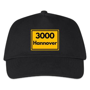 Ortsschild - damals Retro urban PLZ 3000 Hannover - Kinder Basecap - Schwarz - Vorne