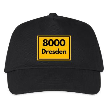 Ortsschild - damals Retro urban PLZ 8000 Dresden - Kinder Basecap - Schwarz - Vorne