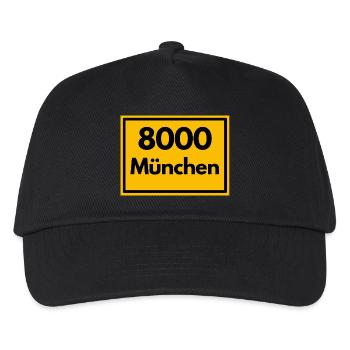 Ortsschild - damals Retro urban PLZ 8000 München - Kinder Basecap - Schwarz - Vorne