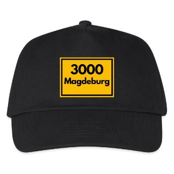 Ortsschild - damals Retro alte PLZ 3000 Magdeburg - Kinder Basecap - Schwarz - Vorne