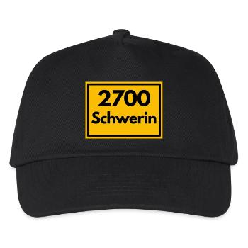 Ortsschild - damals Retro alte PLZ 2700 SCHWERIN - Kinder Basecap - Schwarz - Vorne