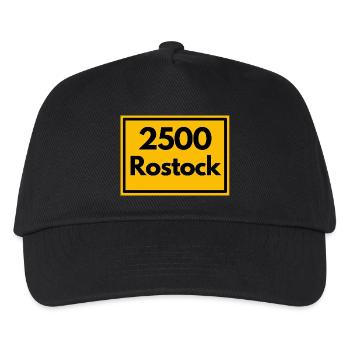 Ortsschild - damals Retro alte PLZ 2500 ROSTOCK - Kinder Basecap - Schwarz - Vorne
