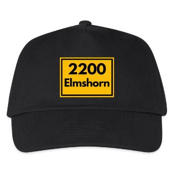 Ortsschild - damals Retro alte PLZ 2200 Elmshorn - Kinder Basecap - Schwarz - Vorne