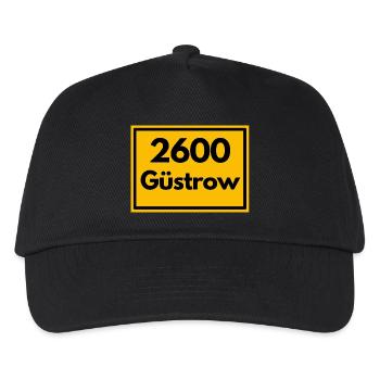 Ortsschild - damals Retro alte PLZ 2600 GÜSTROW - Kinder Basecap - Schwarz - Vorne