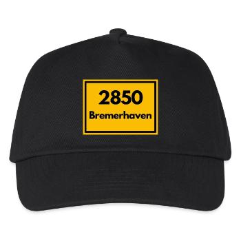 Ortsschild - damals alte PLZ 2850 BREMERHAVEN - Kinder Basecap - Schwarz - Vorne