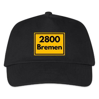 Ortsschild - damals Retro alte PLZ 2800 BREMEN - Kinder Basecap - Schwarz - Vorne
