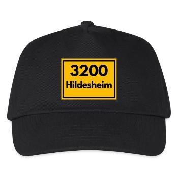 Ortsschild - damals Retro alte PLZ 3200 HILDESHEIM - Kinder Basecap - Schwarz - Vorne