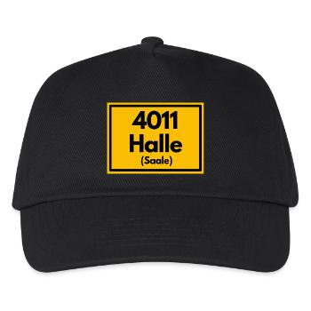 Ortsschild - damals Retro alte PLZ 4011 HALLE - Kinder Basecap - Schwarz - Vorne
