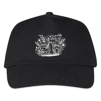 Mushroom Time - Fleur dans la nature, bois monochromé - Casquette de baseball Enfant - noir - Devant