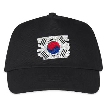 K-Wave Vibes Korea Flagge Mosaik Design - Kinder Basecap - Schwarz - Vorne
