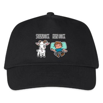Steinbock - Kein Bock - Achtung Flachwitz! - Kinder Basecap - Schwarz - Vorne