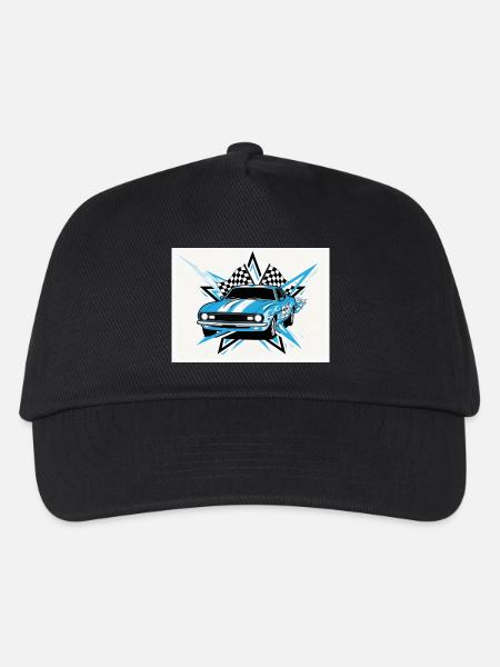 Retro Racing - Kinder Basecap - Schwarz