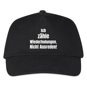 Ich zähle Wiederholungen – Keine Ausreden - Kinder Basecap - Schwarz - Vorne
