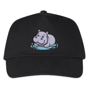 Cute hippo in a puddle - Kids’ Baseball Cap - black - Front