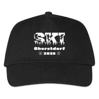 Ski Winterurlaub Oberstdorf 2026 - Kinder Basecap - Schwarz - Vorne