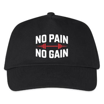 No Pain No Gain – Klassischer Gym Spruch - Kinder Basecap - Schwarz - Vorne