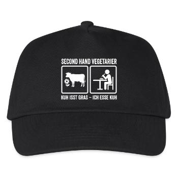 Second Hand Vegetarier – Lustiges Fleisch Design - Kinder Basecap - Schwarz - Vorne